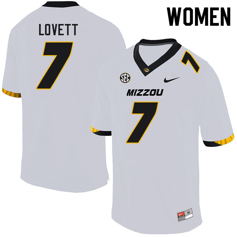 Women #7 Dominic Lovett Missouri Tigers College Football Jerseys Sale-White